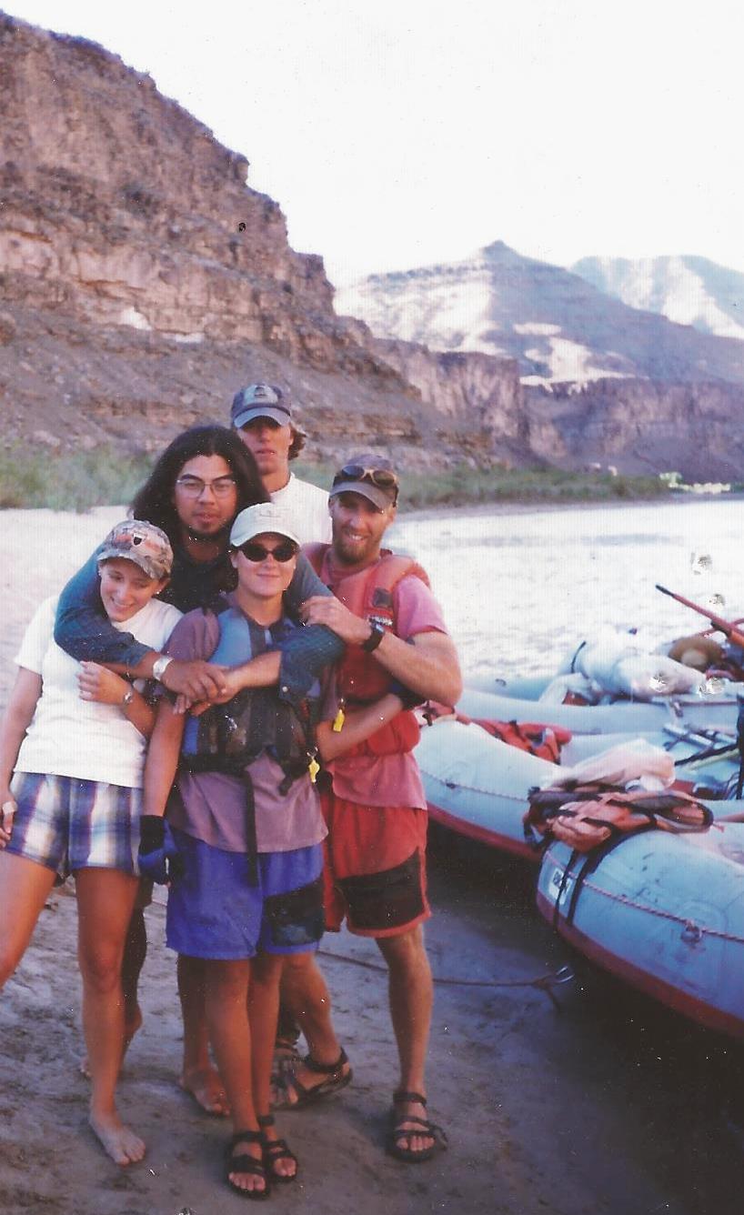 Ashley Knight (center front) and Jeff Cole (right) on the river with Ariana, Kimo and Adam Teel. 