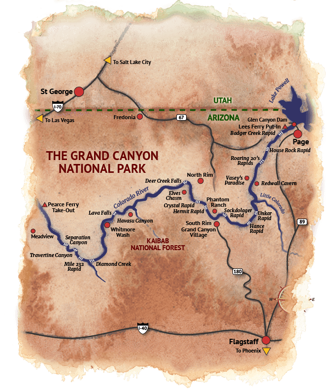 Maps for rafting the Grand Canyon, Colorado River Maps