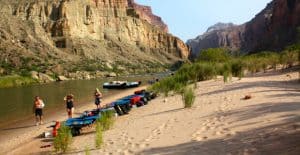 Grand Canyon rafting campsite at Kwagunt