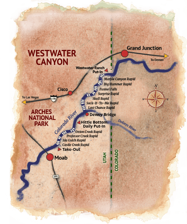 Westwater Canyon Rafting Maps, Colorado River Rafting Maps