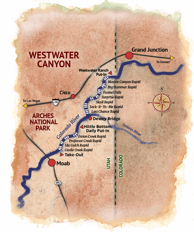 Colorado River Moab Map One Day Rafting Maps, Green River Map, Colorado River Map