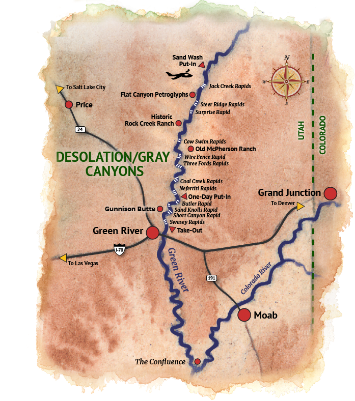 Colorado River Moab Map One Day Rafting Maps, Green River Map, Colorado River Map