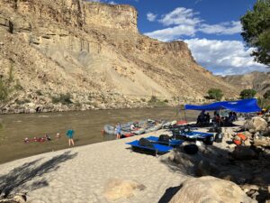 Camp set up on Green River by Sand Knolls